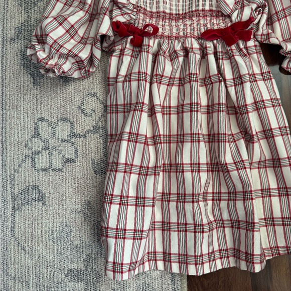Plaid Ruffle Smocked Dress with Ribbon Bows - Picture 6 of 8